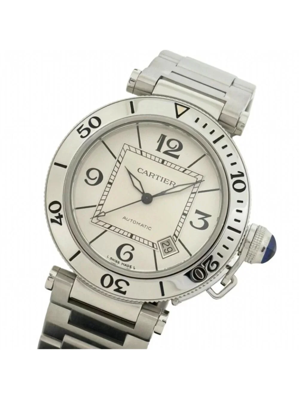 Cartier Pasha Seatimer Silver Watch Stainless Steel Automatic